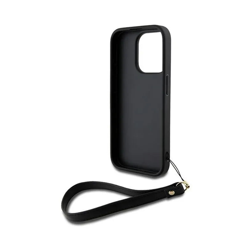 DKNY Wrist Strap Stock Logo – dėklas iPhone 15 Pro telefonui (juodas)