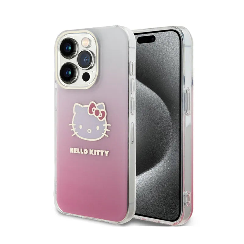 Hello Kitty IML Gradient Electrop Kitty Head dėklas iPhone 14 Pro (rožinis)