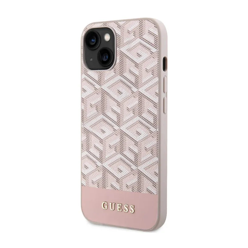 Guess GCube Stripes MagSafe – Dėklas iPhone 14 Plus (rožinis)