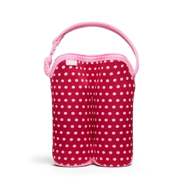 BUILT Bottle Buddy krepšys dviem buteliukams su laikikliu (Baby Pink Mini Dots)