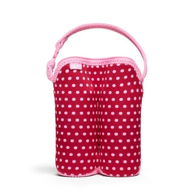 BUILT Bottle Buddy krepšys dviem buteliukams su laikikliu (Baby Pink Mini Dots)