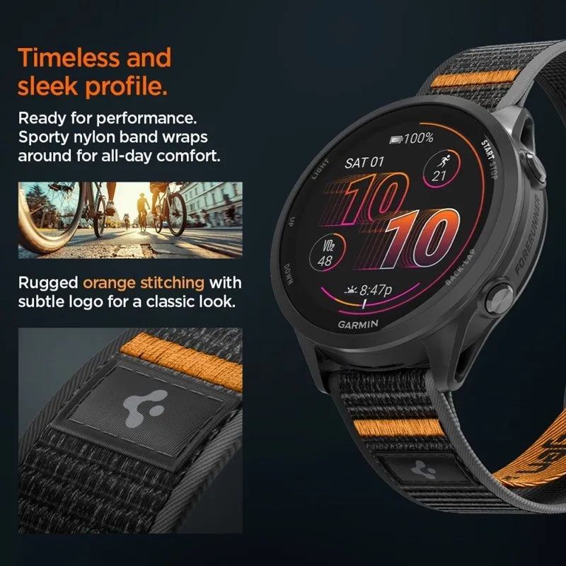 Spigen Athlex Air – Garmin QuickRelease dirželis 22 mm (Active Black / Orange)