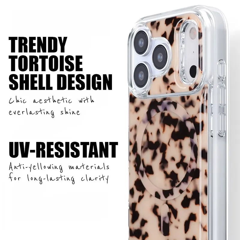 Crong Deluxe MAG Cover – dėklas su MagSafe skirtas iPhone 17 Pro Max (Blonde Tortoise)