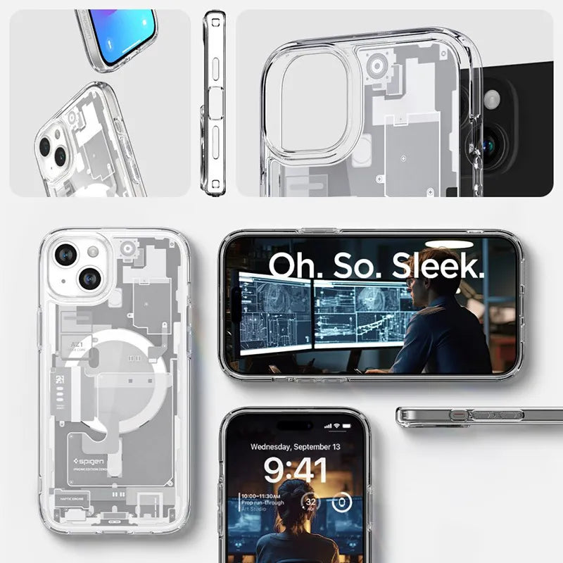 Spigen Ultra Hybrid MagSafe – dėklas „iPhone 15 Plus“ telefonui (Zero One White)