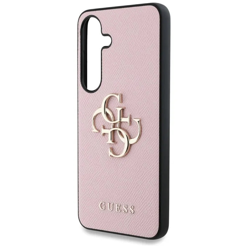Guess Grained Big 4G Logo Small Classic Logo – dėklas Samsung Galaxy S25 (rožinis)
