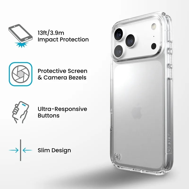 Speck Presidio Perfect Clear dėklas, skirtas iPhone 18 Pro Max / 17 Pro Max (skaidrus)
