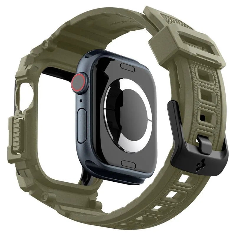 Spigen Rugged Armor Pro - Dirželis su dėklu Apple Watch 10 46 mm (Vintage Khaki)