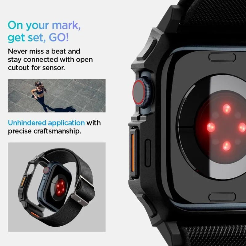 Spigen Lite Fit "Pro" - dėklas su dirželiu Apple Watch 10 42 mm laikrodžiui (matinis juodas)
