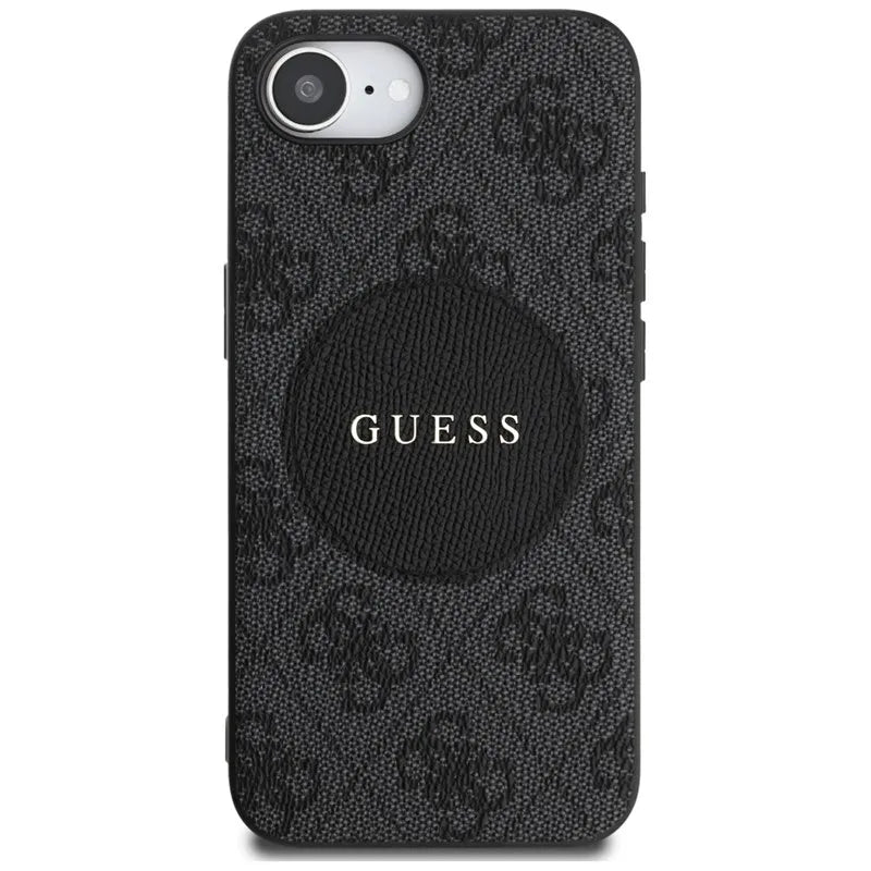 Guess 4G Circle Classic Logo MagSafe – dėklas iPhone 16e (juodas)