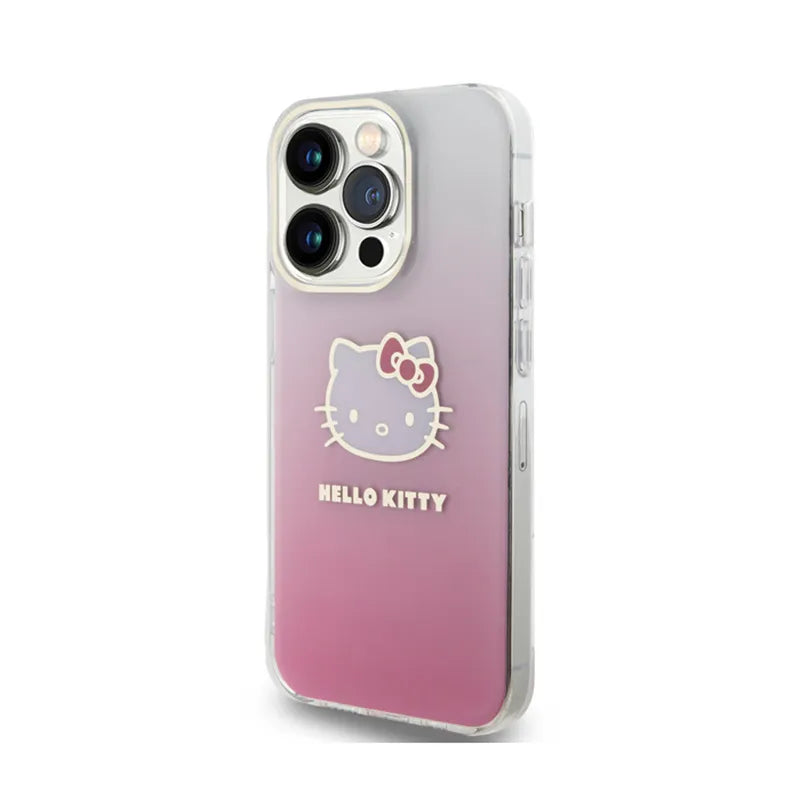 Hello Kitty IML Gradient Electrop Kitty Head dėklas iPhone 14 Pro (rožinis)