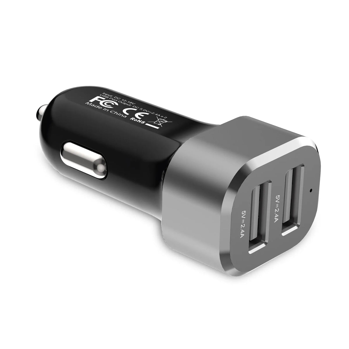 Crong automobilinis įkroviklis 24W – Automobilinis įkroviklis 2xUSB 2.4A (aliuminis)