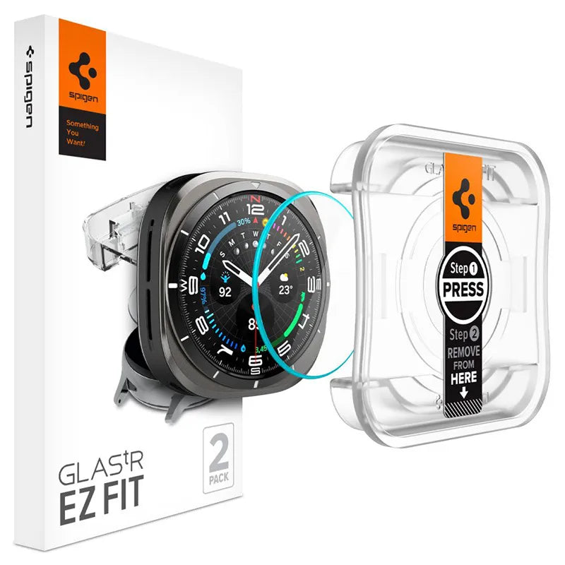 Spigen GLAS.TR EZ FIT 2-Pack – Grūdintas stiklas, skirtas Samsung Galaxy Watch Ultra 47 mm (2025/2024) (2 vienetai)