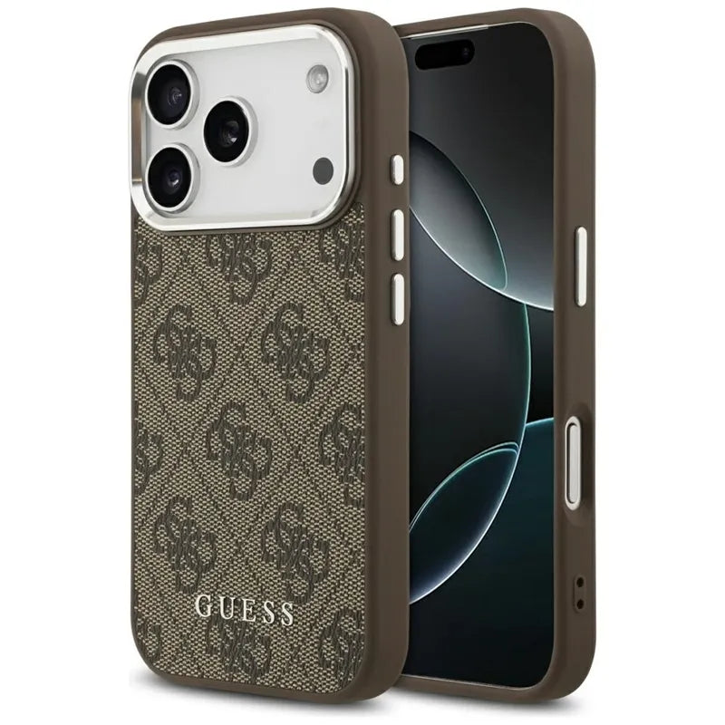 Guess 4G Classic Logo MagSafe – iPhone 17 Pro dėklas (rudas)
