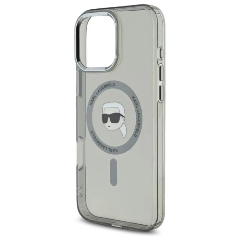 Karl Lagerfeld IML Metal Karl Head MagSafe - dėklas, skirtas iPhone 16 Pro (juodas)