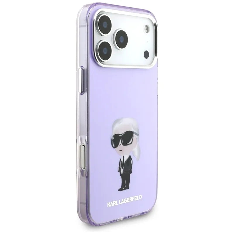 Karl Lagerfeld IML Aquarelle Karl & Choupette & Logo MagSafe - Dėklas iPhone 17 Pro Max (Violetinis)