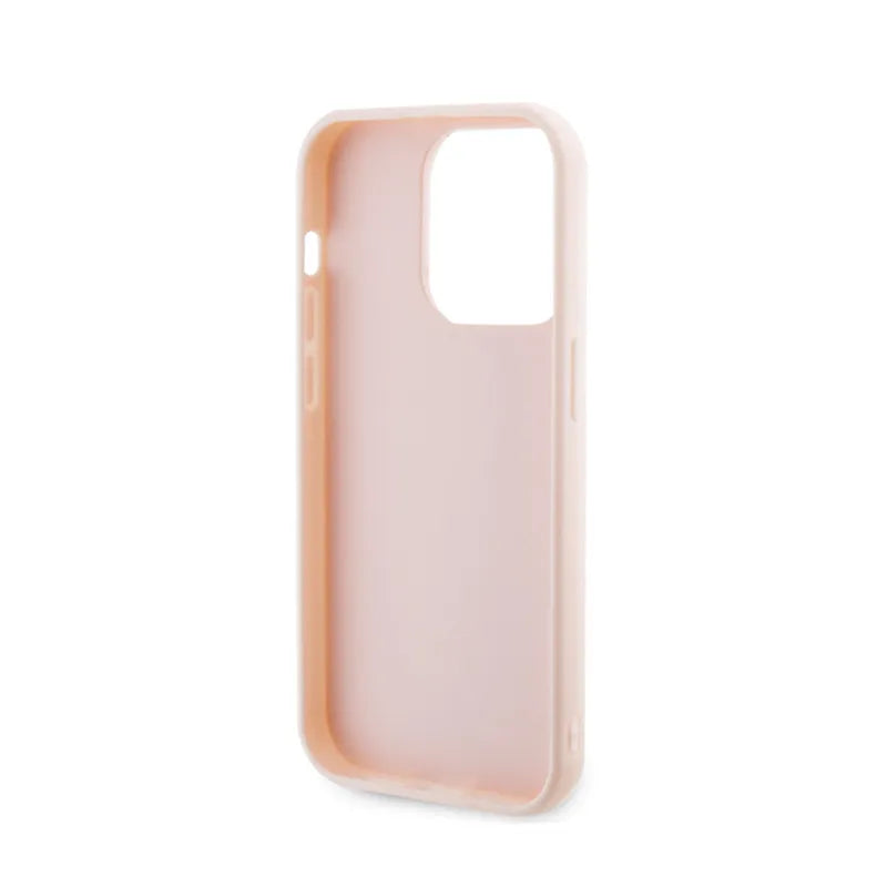 Karl Lagerfeld 3D Rubber Glitter Logo – dėklas iPhone 15 Pro (rožinis)