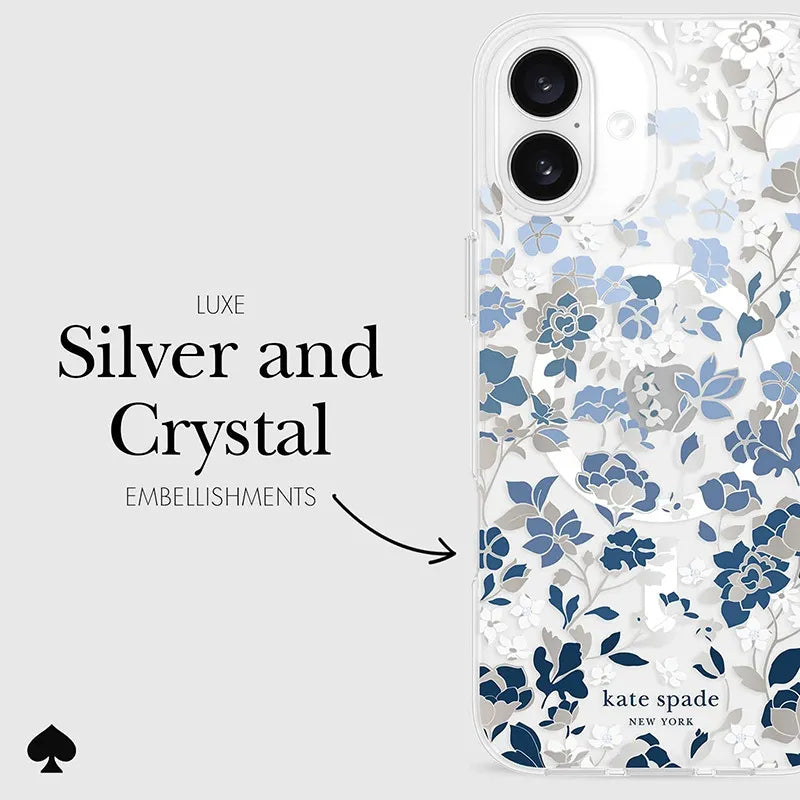 Kate Spade New York Protective Gems MagSafe – dėklas iPhone 16 Plus (Flowerbed Blue)