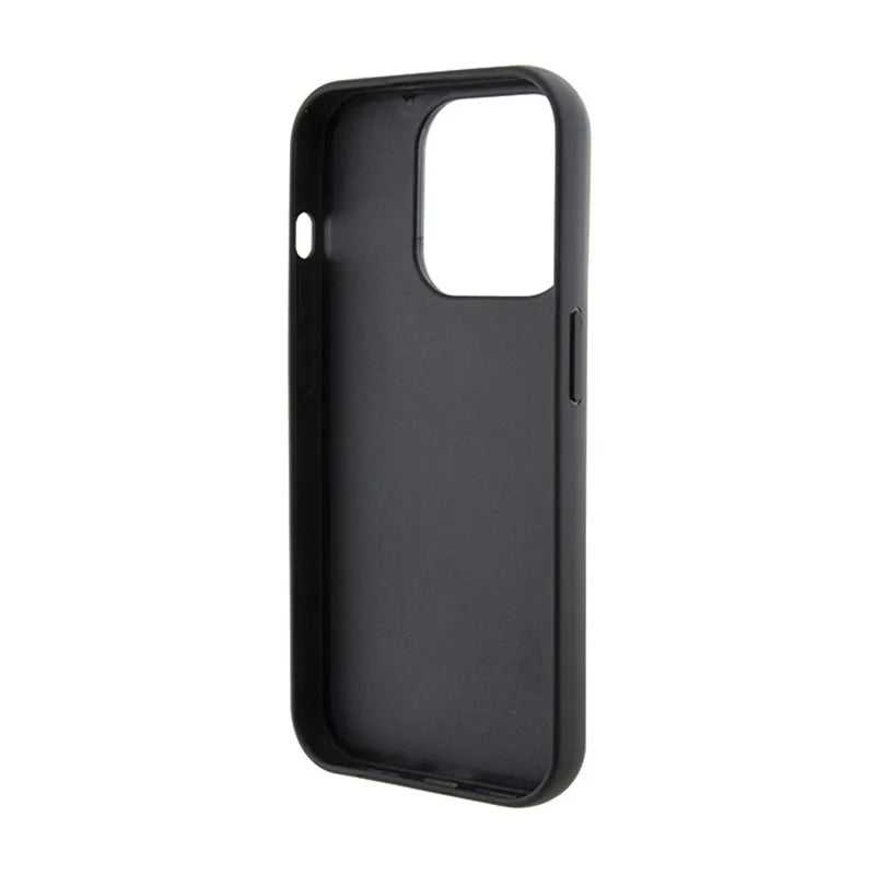 Karl Lagerfeld Gripstand Saffiano Choupette Pins – dėklas iPhone 15 Pro Max telefonui (juodas)