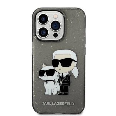 Karl Lagerfeld IML Glitter NFT Karl & Choupette – dėklas, skirtas iPhone 14 Pro (juodas)