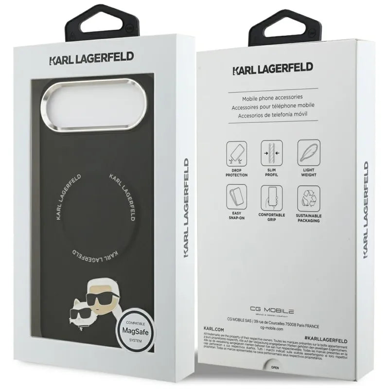 Karl Lagerfeld Karl & Choupette Pins MagSafe – dėklas iPhone Air (juodas)