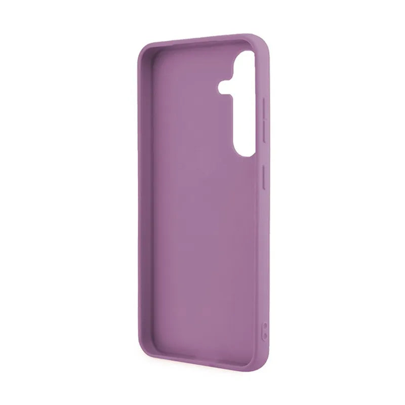 Guess Glitter Flakes Metal Logo dėklas - Dėklas skirtas Samsung Galaxy S24 (Violetinis)