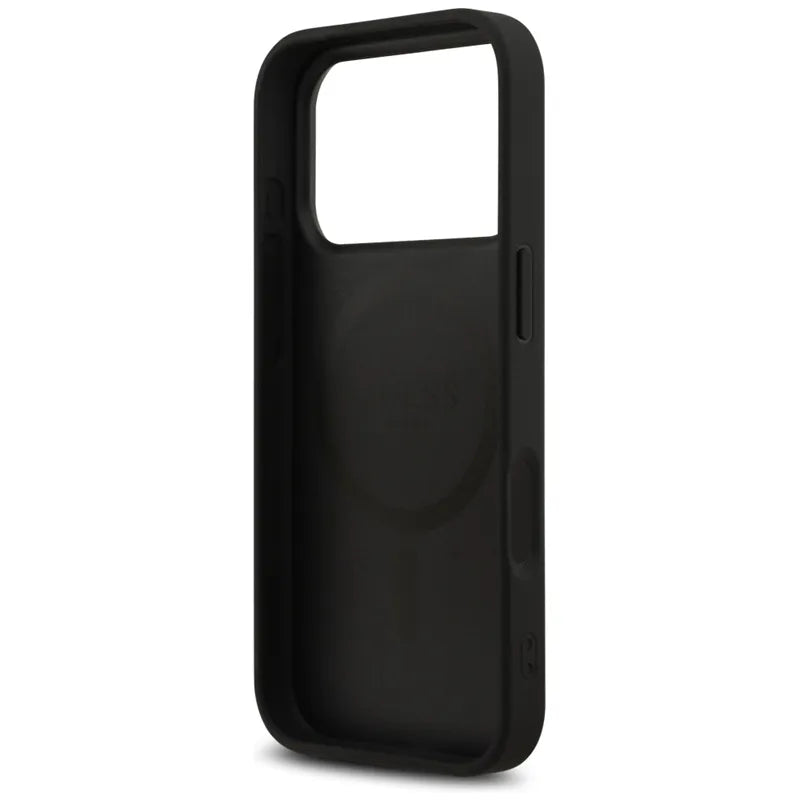Guess 4G Printed Stripes MagSafe – dėklas iPhone 17 Pro (juodas)
