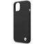 BMW Liquid Silicone Case Metal Logo dėklas iPhone 14 (juodas)