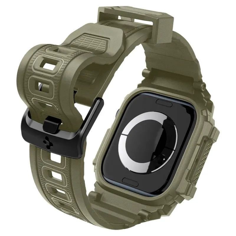 Spigen Rugged Armor Pro - Dirželis su dėklu Apple Watch 10 46 mm (Vintage Khaki)