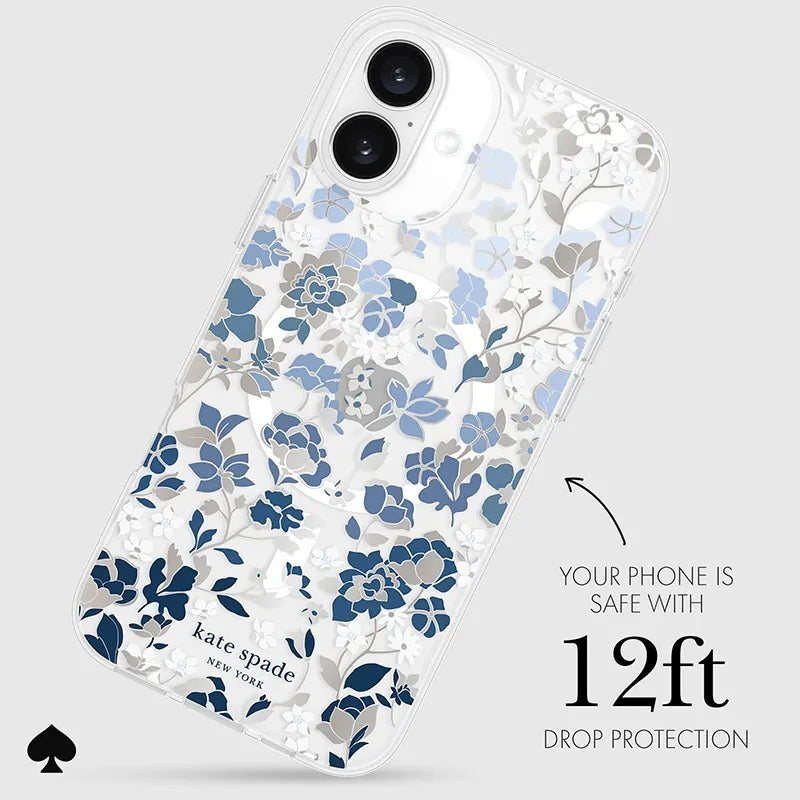 Kate Spade New York Protective Gems MagSafe – dėklas iPhone 16 Plus (Flowerbed Blue)