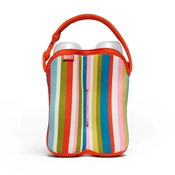BUILT Bottle Buddy krepšys dviem buteliukams su laikikliu (Baby Pink Stripe)