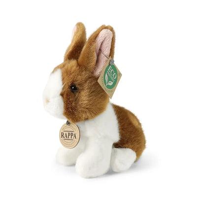 Rappa – pliušinis, realistiškas sėdintis triušis, baltas ir rudas, 16 cm, Eco-Friendly