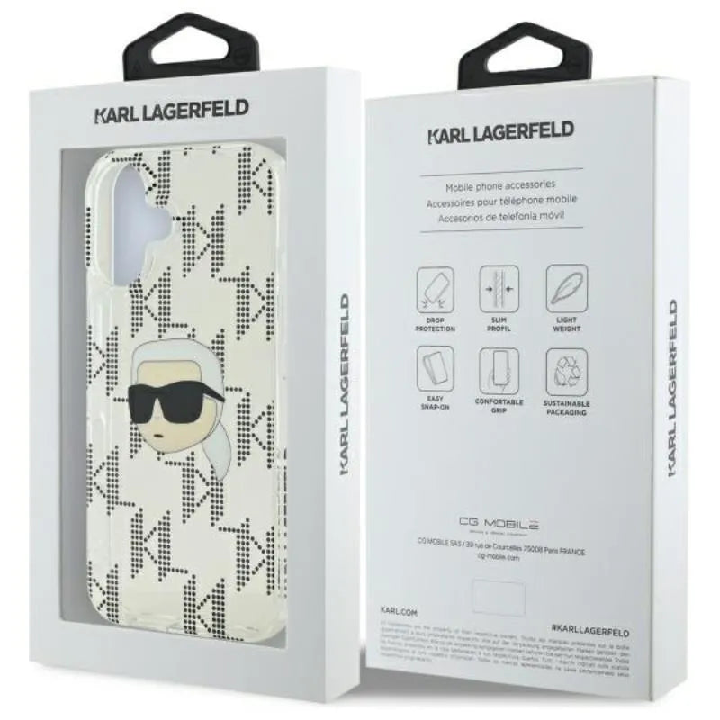 Karl Lagerfeld IML Karl Head Electroplated – dėklas iPhone 16 telefonui (skaidrus)