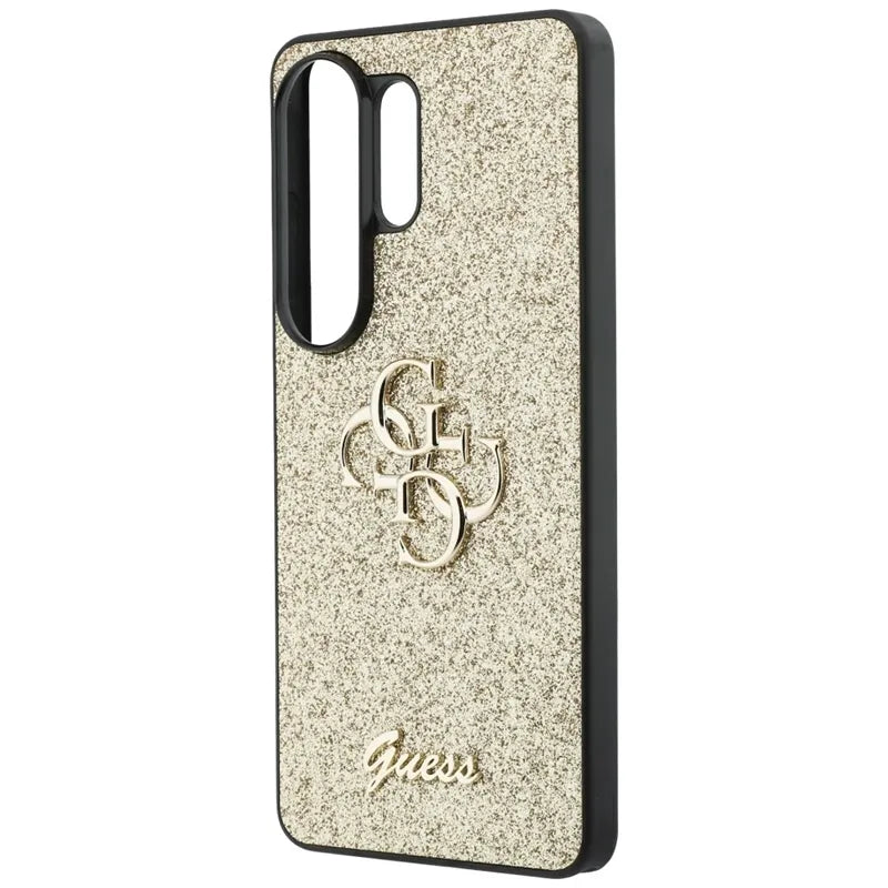 Guess Fixed Glitter Big 4G Metal Logo – Samsung Galaxy S26 Ultra dėklas (auksinis)