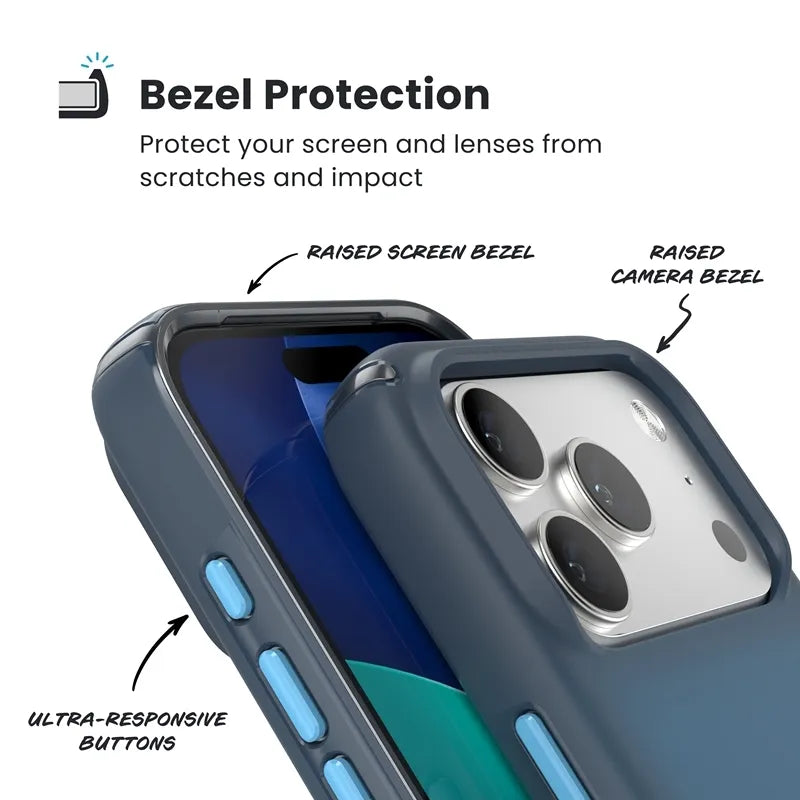 Speck Presidio Lux MagSafe – Dėklas Apple iPhone 17 Pro (Deep Sea Fade / Black / Spell Blue)