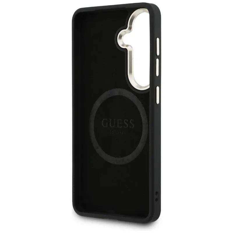 Guess Perforated Logo MagSafe – Samsung Galaxy S26 dėklas (juodas)