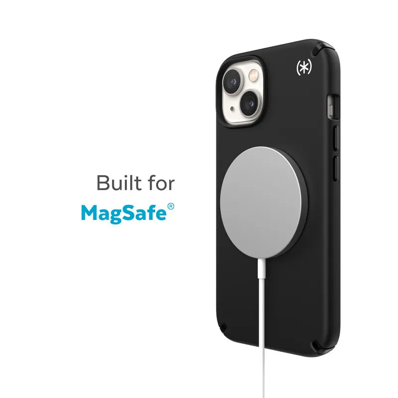 Speck Presidio2 Pro MagSafe – Antibakterinis „iPhone 15 Plus / 14 Plus“ dėklas (juodas / juodas / baltas)