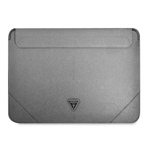 Guess Saffiano Triangle Logo dėklas – nešiojamojo kompiuterio krepšys 13" / 14" (sidabrinis)