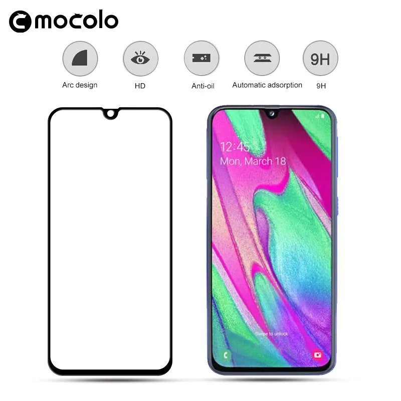 Mocolo 3D 9H Full Glue – viso ekrano apsauginis stiklas Samsung Galaxy A40 (juodas)