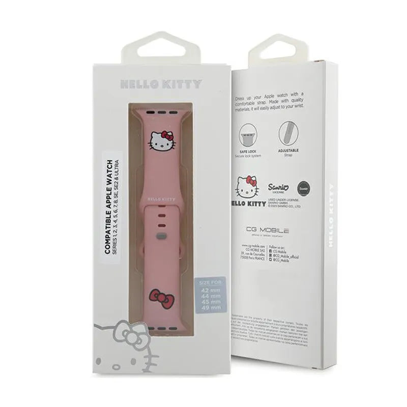 Hello Kitty Silicone Kitty Head – Apple Watch dirželis 42/44/45/49 mm (rožinis)
