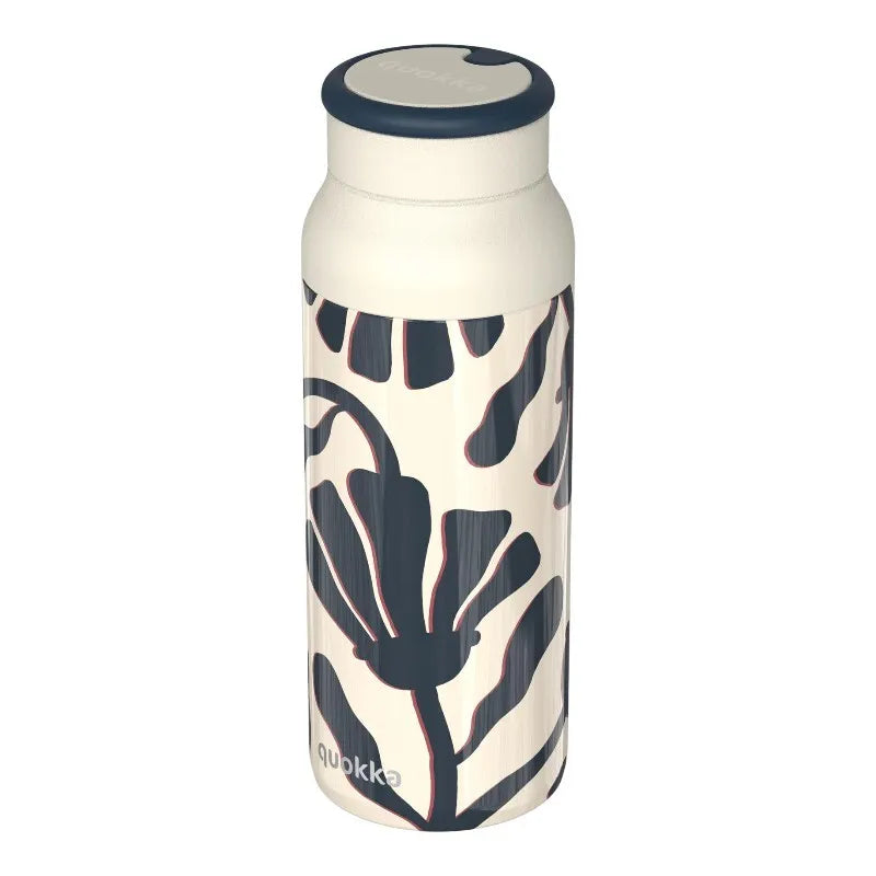 Quokka Echo – 690 ml nerūdijančio plieno gertuvė su silikonine rankena (Abstract Leaves)