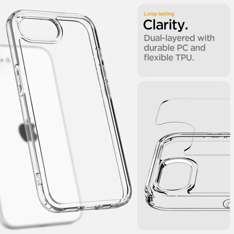 Spigen Ultra Hybrid – dėklas iPhone 17e / 16e (skaidrus)
