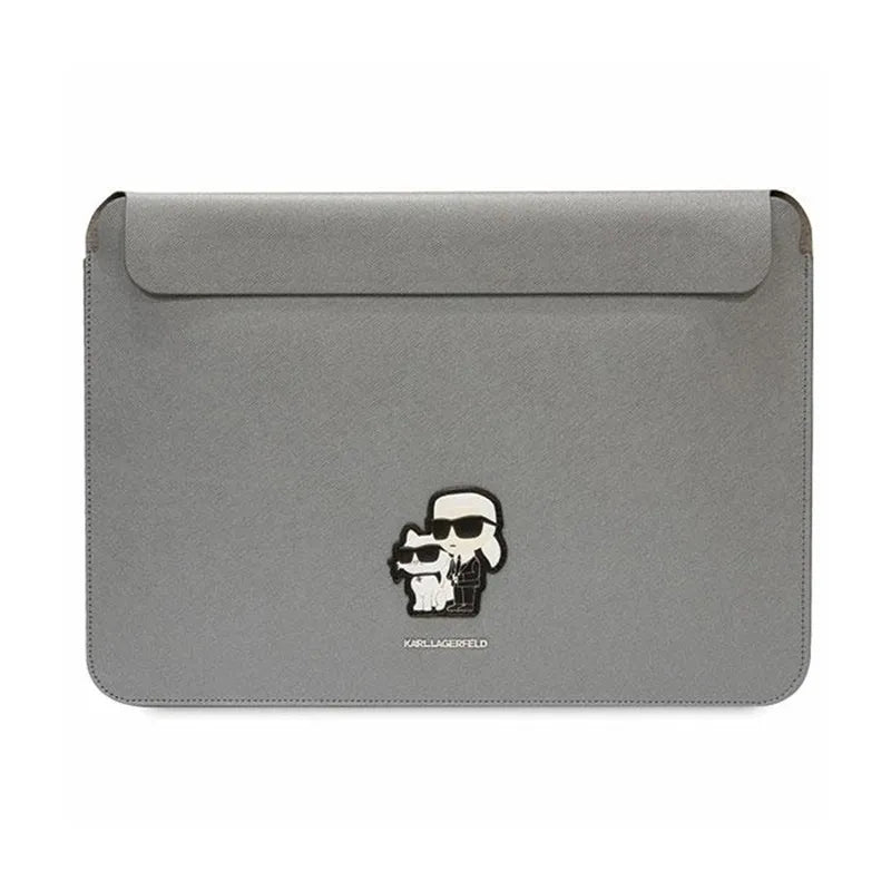 Karl Lagerfeld NFT Saffiano Karl & Choupette dėklas - 14" nešiojamojo kompiuterio dėklas (sidabrinis)