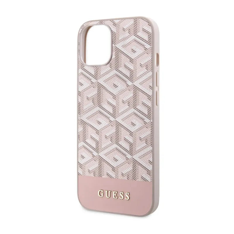 Guess GCube Stripes MagSafe – Dėklas iPhone 14 Plus (rožinis)