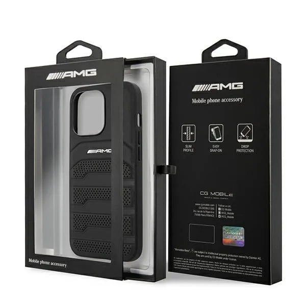AMG Debossed Lines – dėklas iPhone 14 Pro telefonui (juodas)