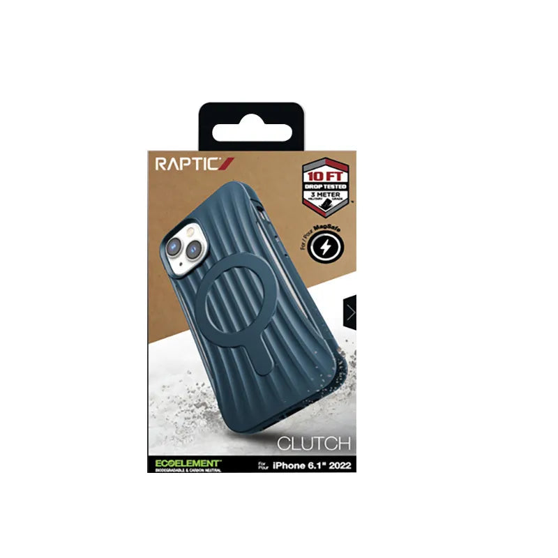 X-Doria Raptic Clutch MagSafe – biologiškai skaidus dėklas, skirtas iPhone 14 (apsauga nuo kritimo iš 3 m) (jūrinė mėlyna)