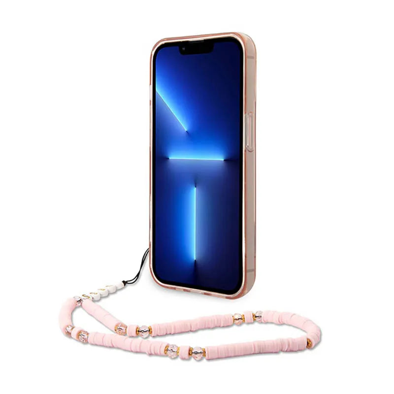 Guess Translucent Pearl Strap – dėklas iPhone 14 Pro (rožinis)