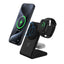 „Crong MagSpot Pivot Stand“ – 3-in-1 belaidis įkroviklis su „MagSafe“, skirtas „iPhone“, „Apple Watch“ ir „AirPods“ (juodas)