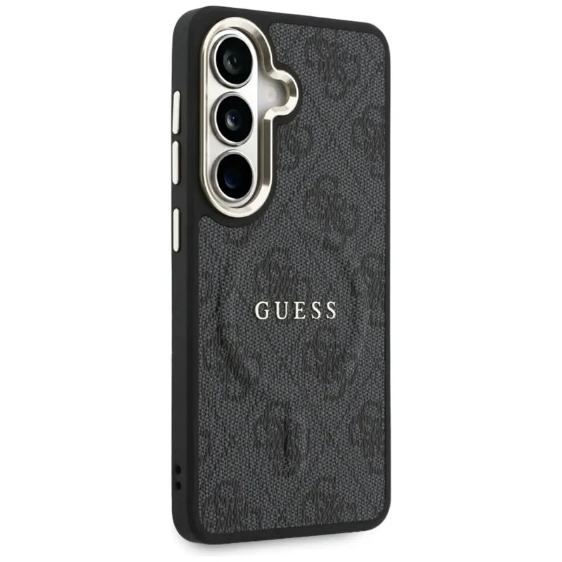 Guess 4G Embossed Ring MagSafe – Samsung Galaxy S26 dėklas (juodas)