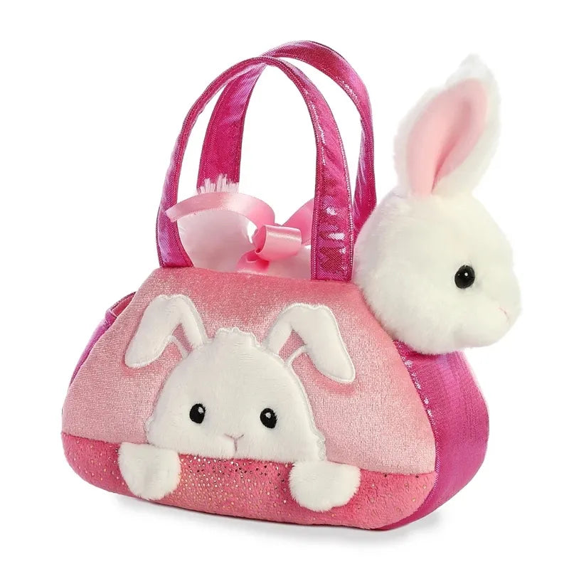 Fancy Pals – PeekaBoo zuikučio pliušinis žaislas rožinėje rankinėje, 20 cm, ekologiškas