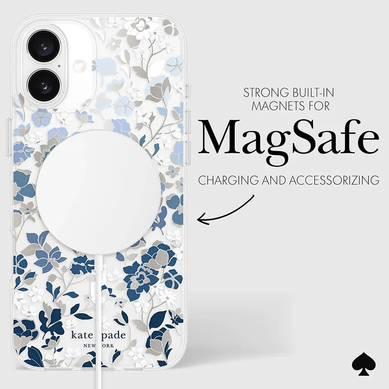 Kate Spade New York Protective Gems MagSafe – dėklas iPhone 16 Plus (Flowerbed Blue)